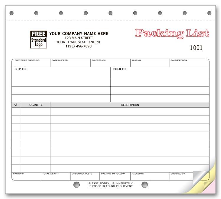 Carbonless Packing List Forms