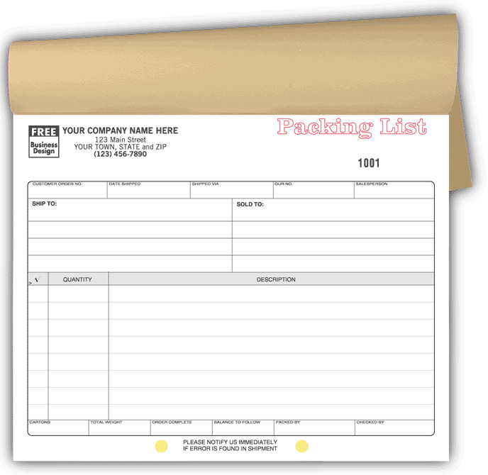 Packing Slip Form