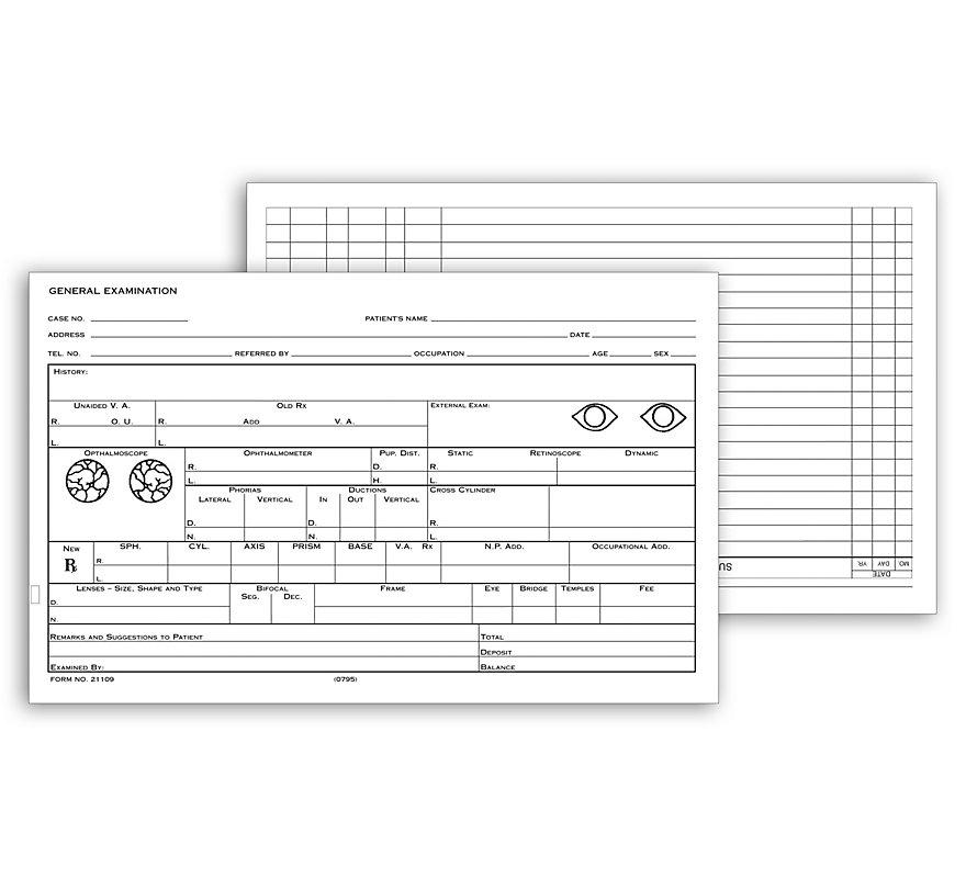Optometry Record Card Two Sided 5" X 8"