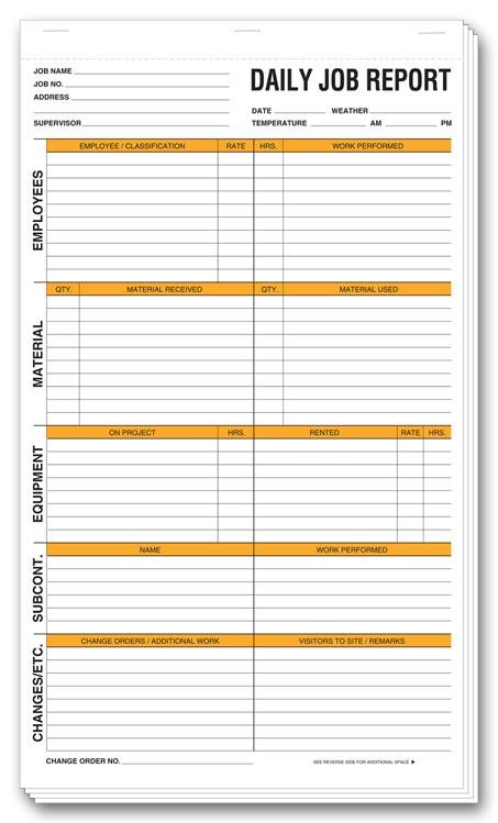 Daily Job Report Forms