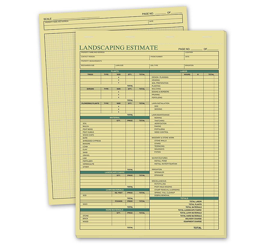 Landscaping Estimate Forms