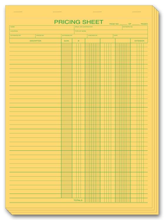 Pricing Estimate Forms in Pads