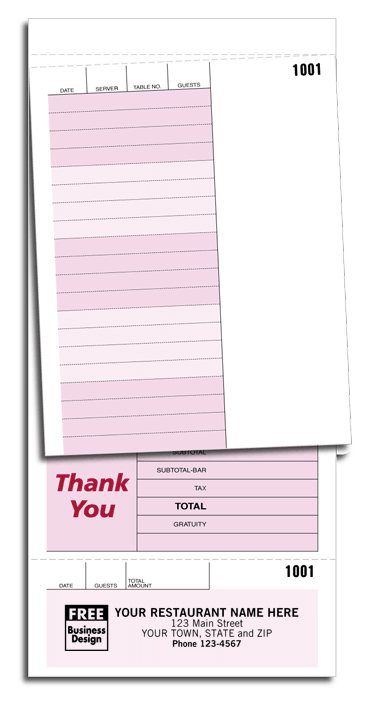 Preprinted Guest Checks Forms