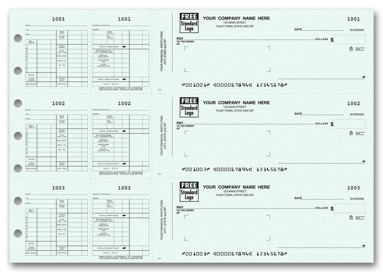 3-To-A-Page Payroll Check for Window Envelope