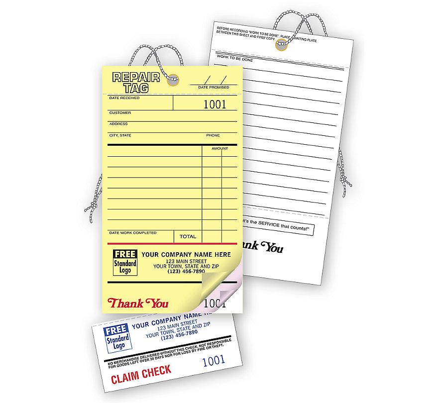 Repair Tag/Invoice With Claim Check