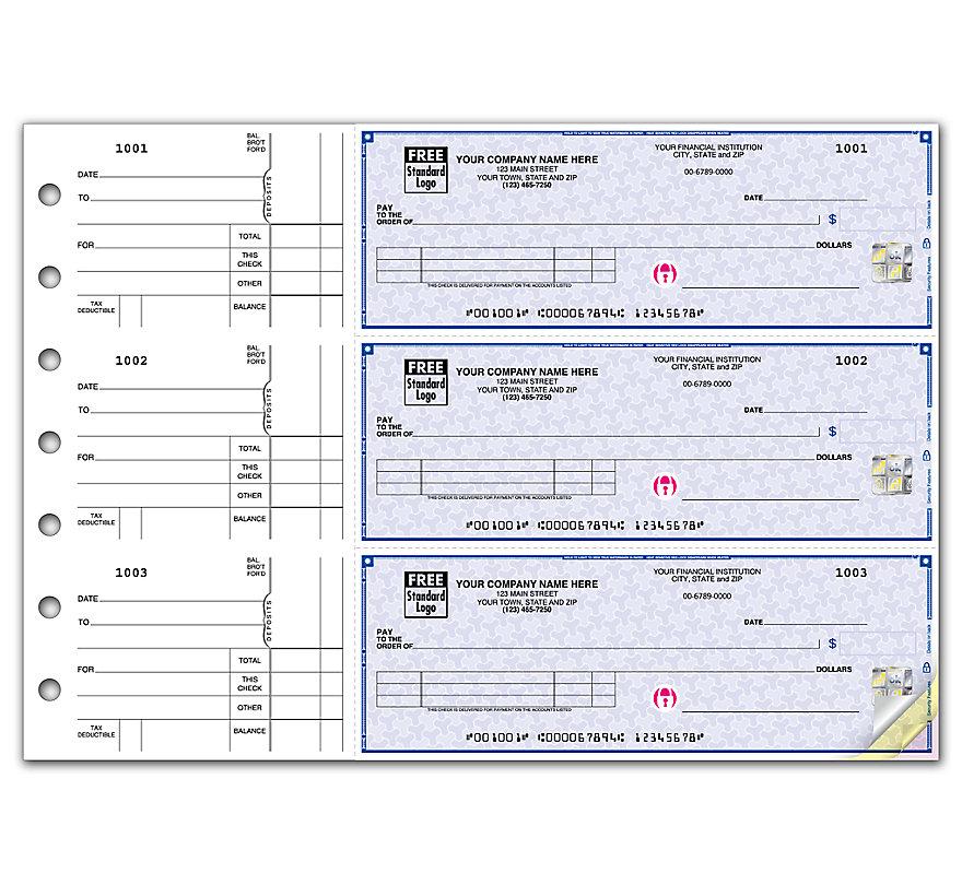 3 On A Page Business Size Checks With Side Tear Vouchers
