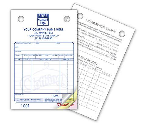 Register Forms Designed for Clothing Layaways