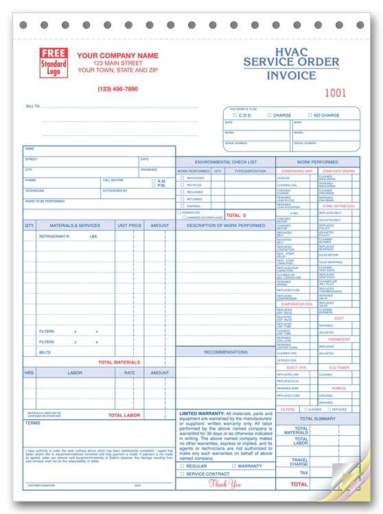HVAC Service Invoice Forms
