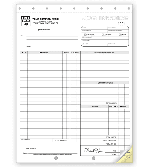 Work Orders, Carbonless, Large Format
