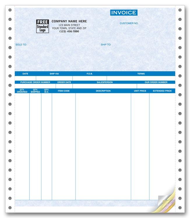Colored Continuous Carbonless Invoices
