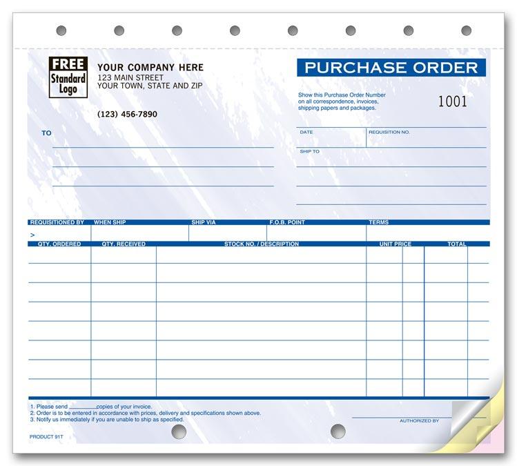 Compact Colored Purchase Order Forms