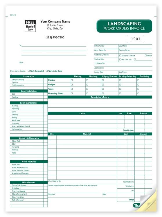 Landscaping Inovice Forms