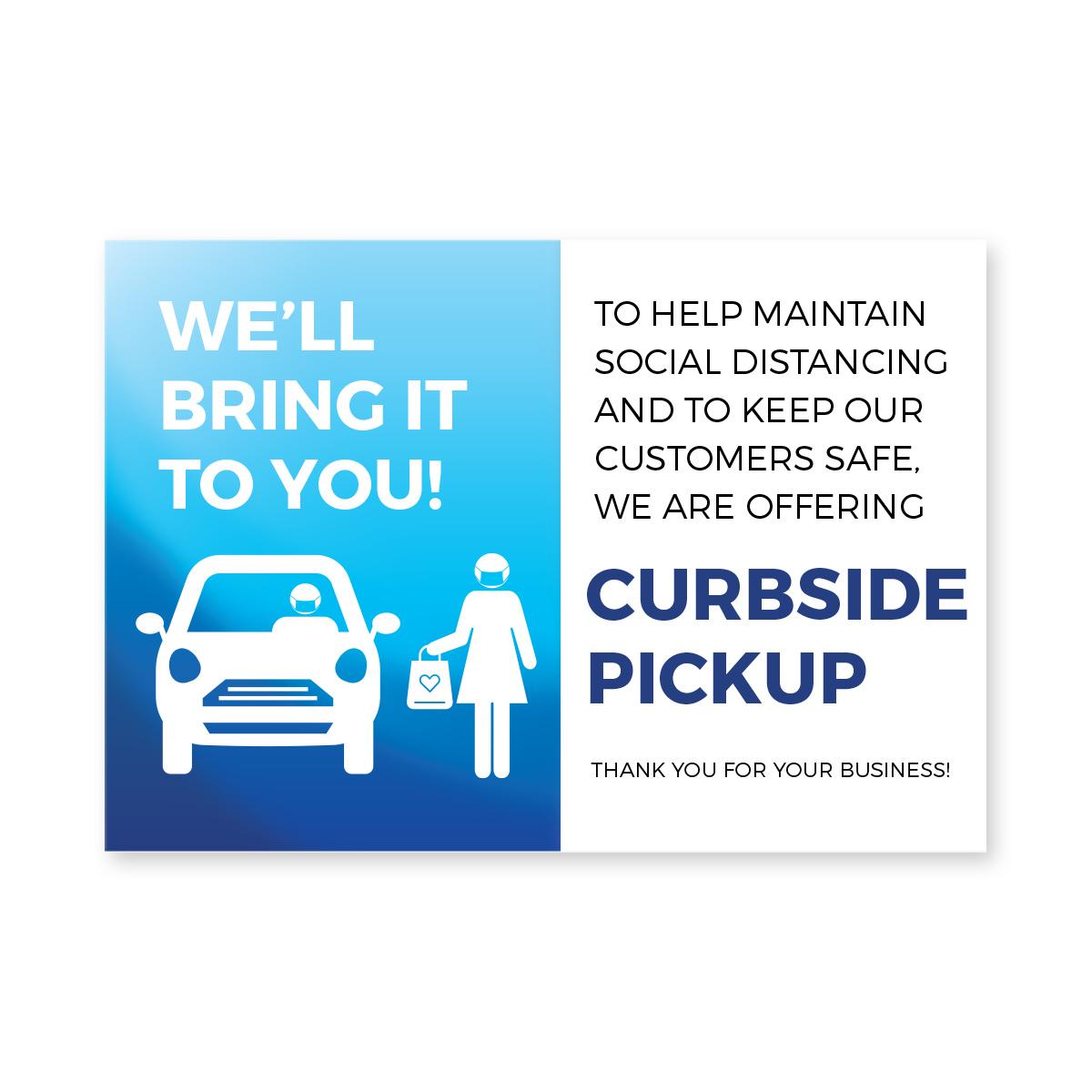 Curbside Pick Up Window Cling  6" x 4" Blue Pack of 25