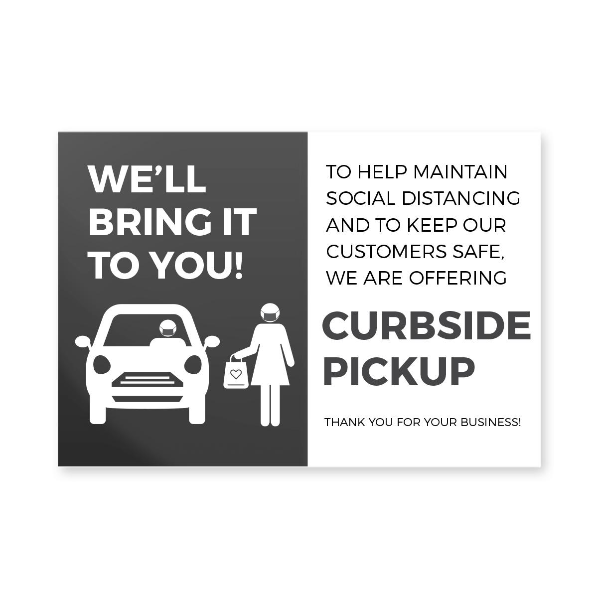 Curbside Pick Up Window Cling  6" x 4" Black Pack of 25