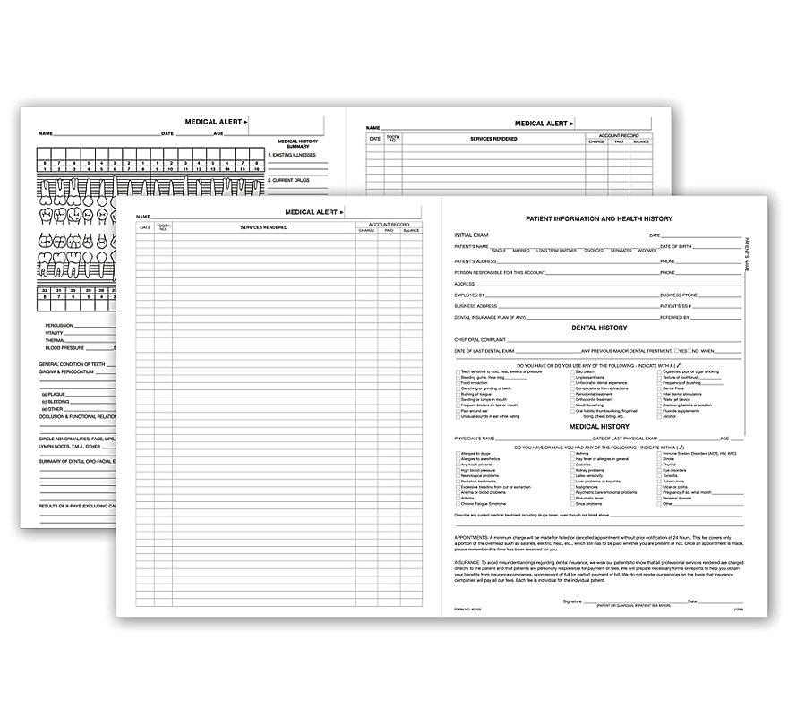 Four Page Dental Exam Record Without Treatment Plan