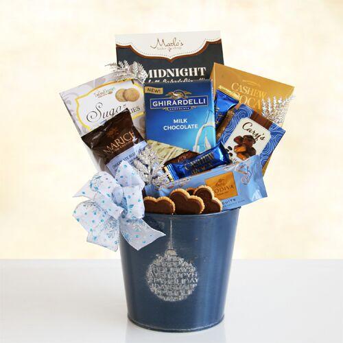 Blue Holiday Ornament Tin