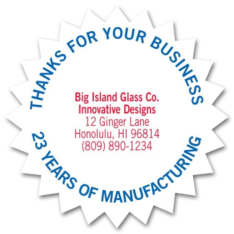 Custom Colored Thanks For Your Business Labels