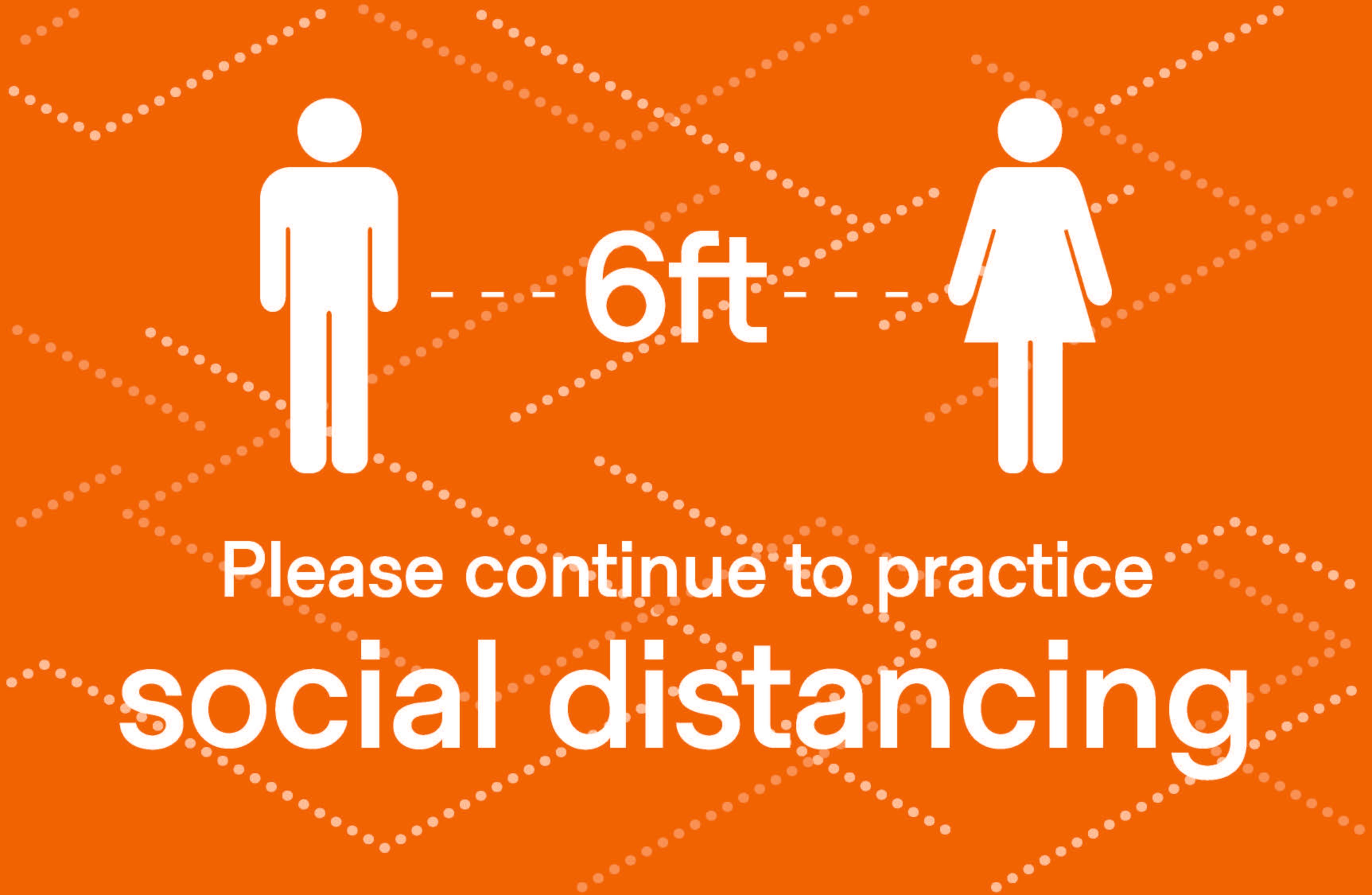 Social Distancing  Poster, 11" x 17", Orange, Pack of 6