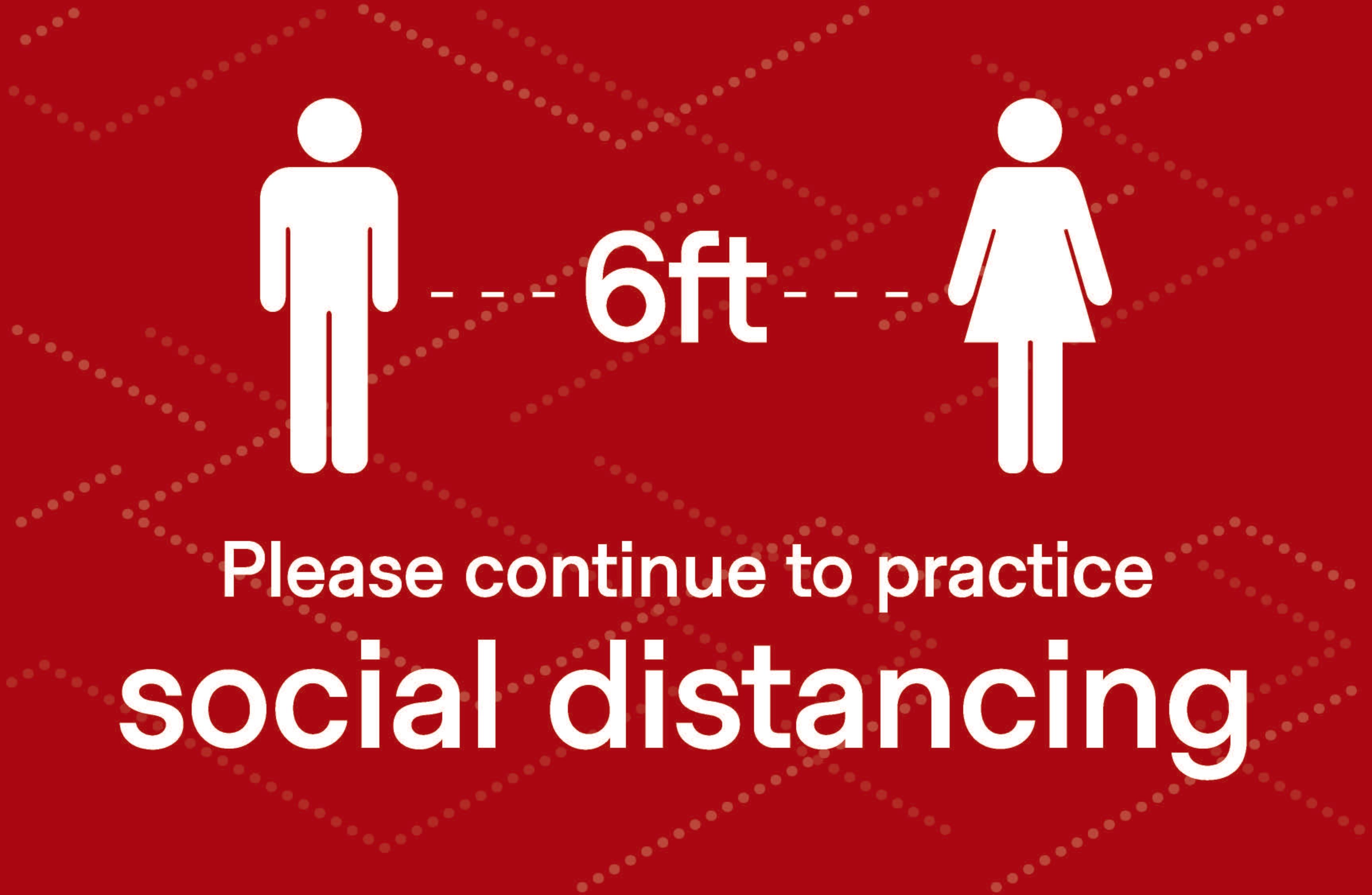 Social Distancing  Window Cling  8.5" x 11" Red Pack of 25