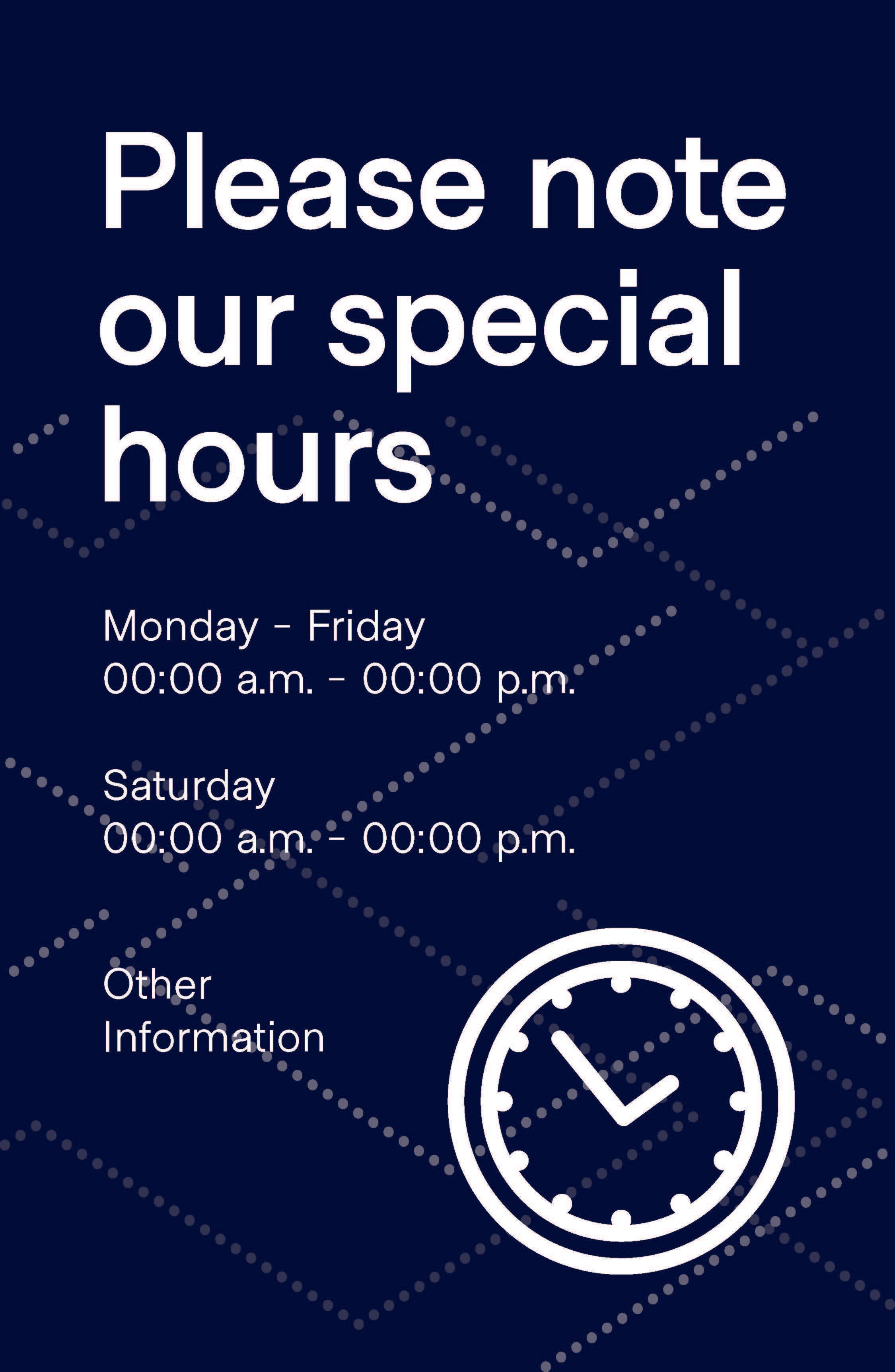 Special Hours Poster 11" x 17" Blue Pack of 6