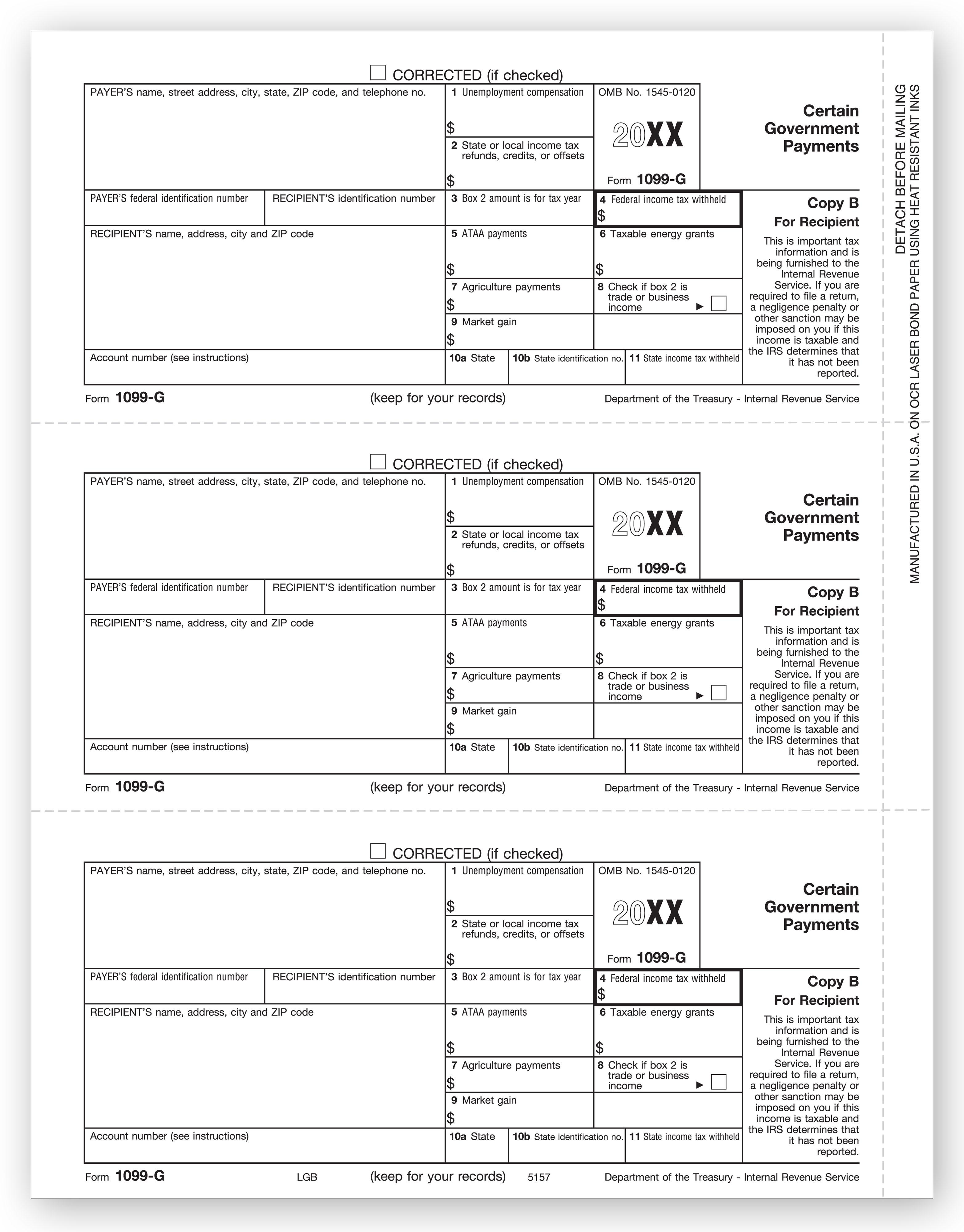 Laser 1099 G, Payer and/or Borrower Copy B
