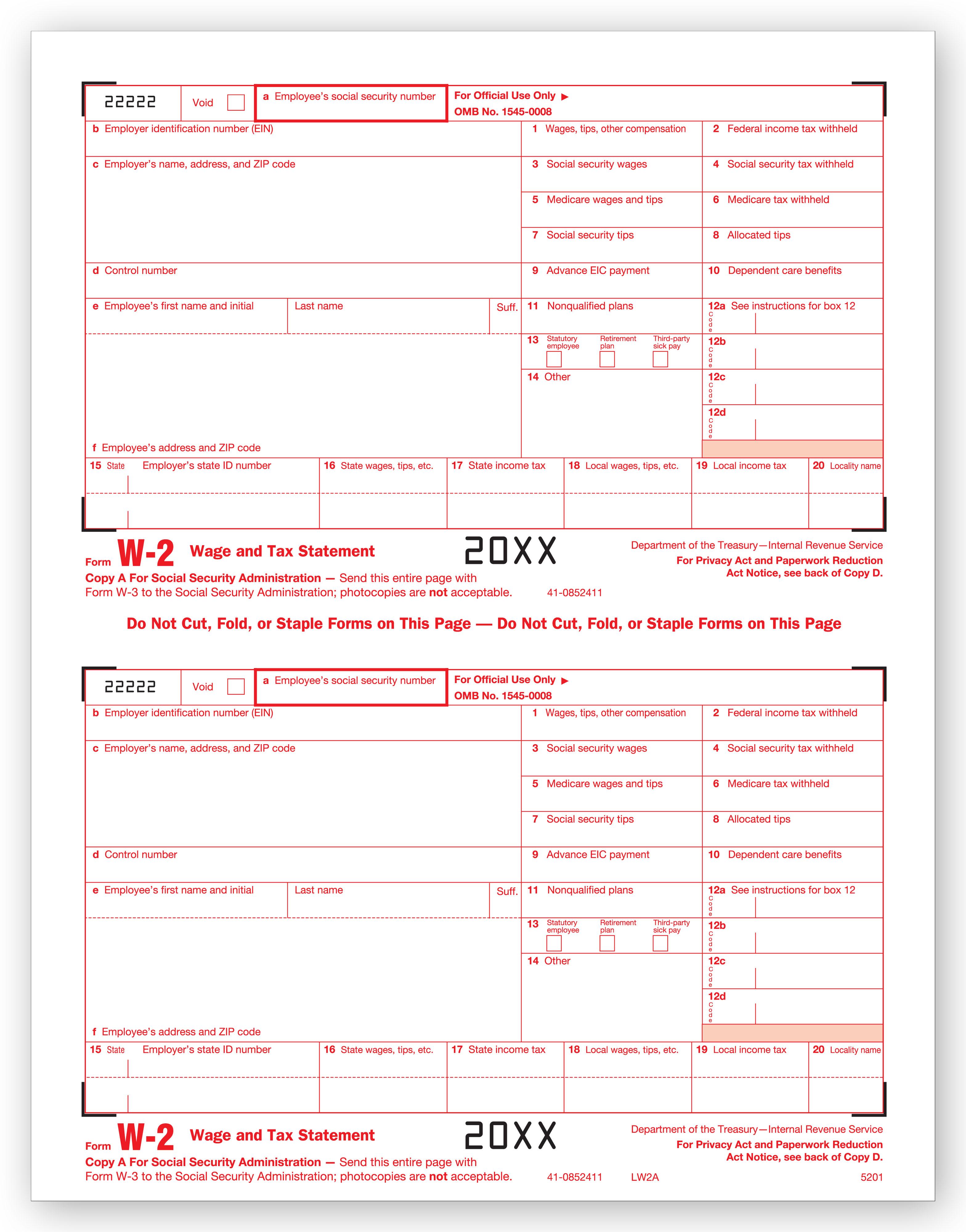 Laser W 2, Federal Copy A