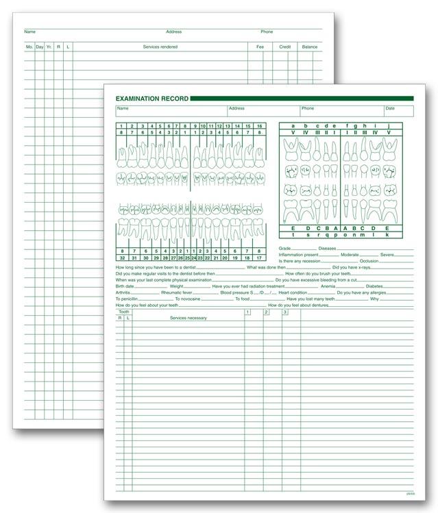 Dental Exam Account Records Two Sided White Ledger
