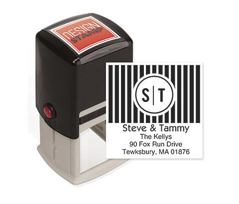 Bold Bars Monogram Design Stamp - Self-Inking