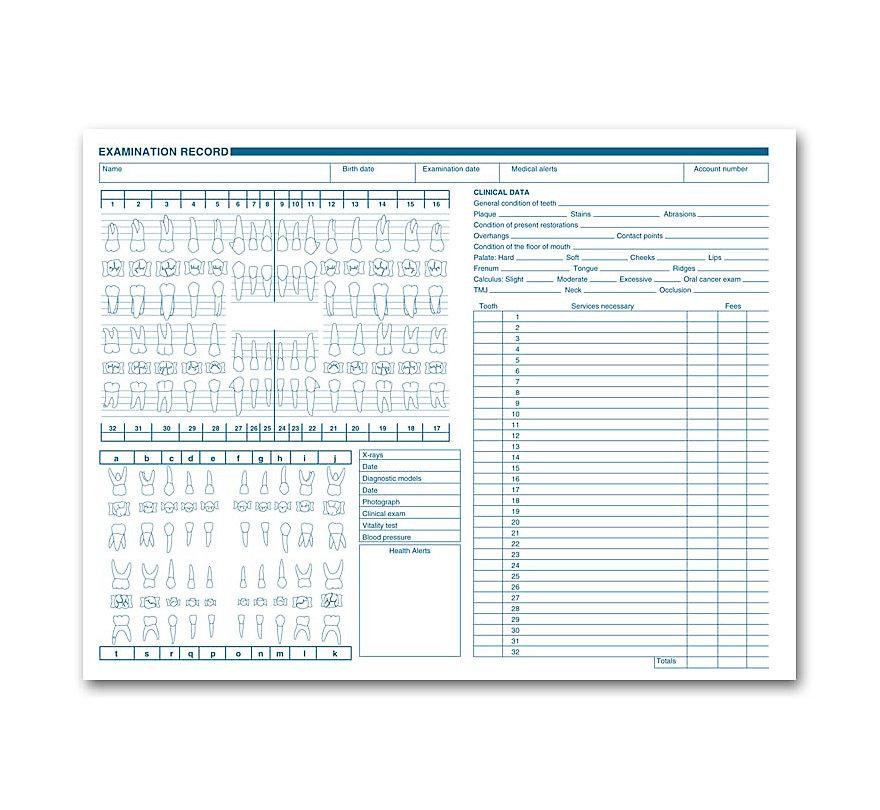 Dental Exam Record Anatomic & Periodontic Diagrams
