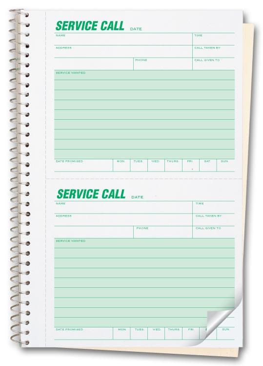 Numbered Carbonless Service Call Books