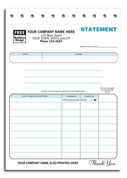 Compact Carbon Copy Statement Forms