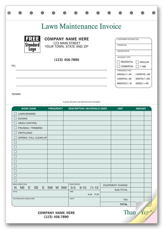 Professional Invoices - Lawn Maintenance Invoices