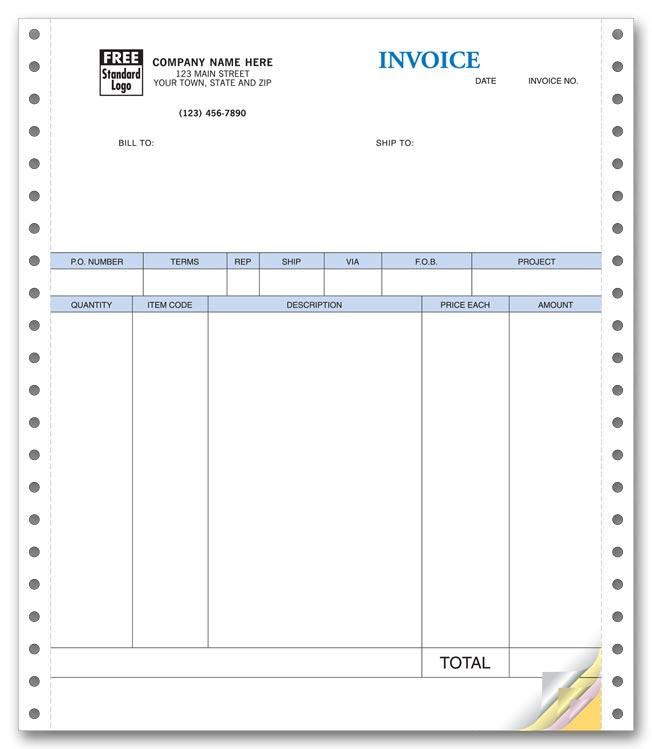 Continuous Product Invoice - No Packing Slip
