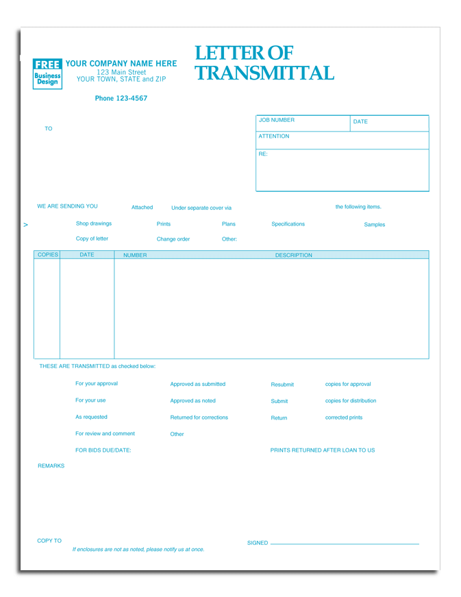 Laser Letter of Transmittal