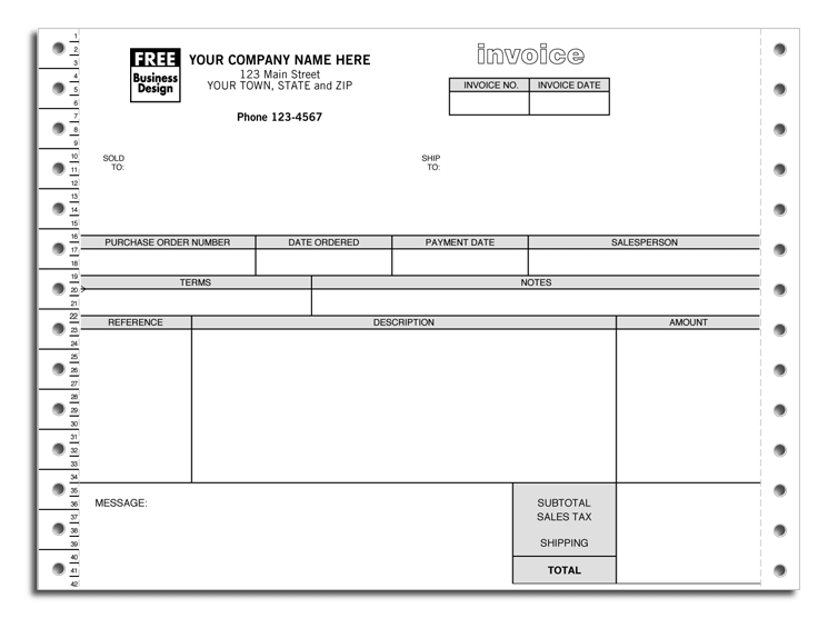 Continuous Service Invoice for One-Write Plus