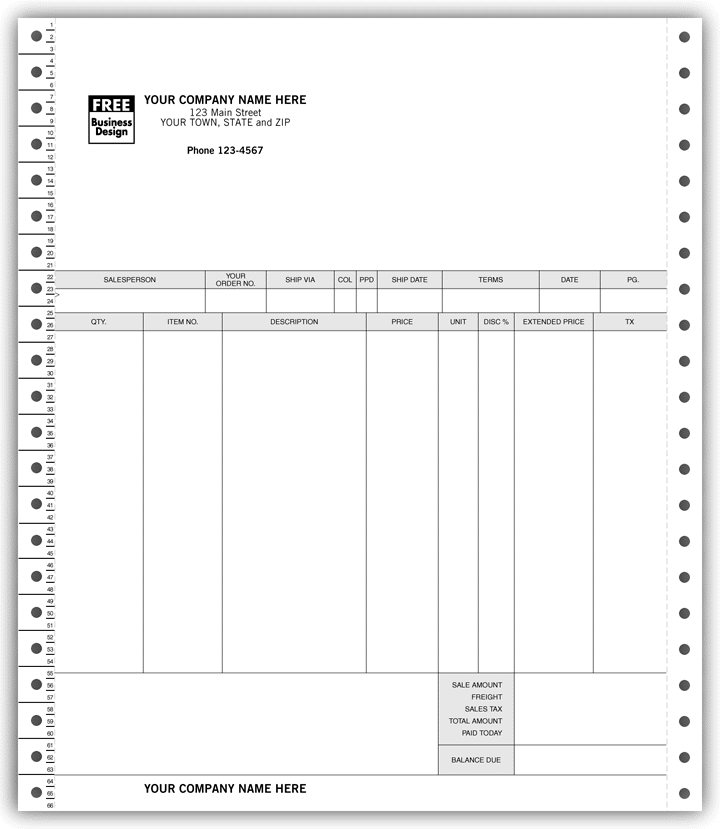 General Continuous Invoice for MYOB
