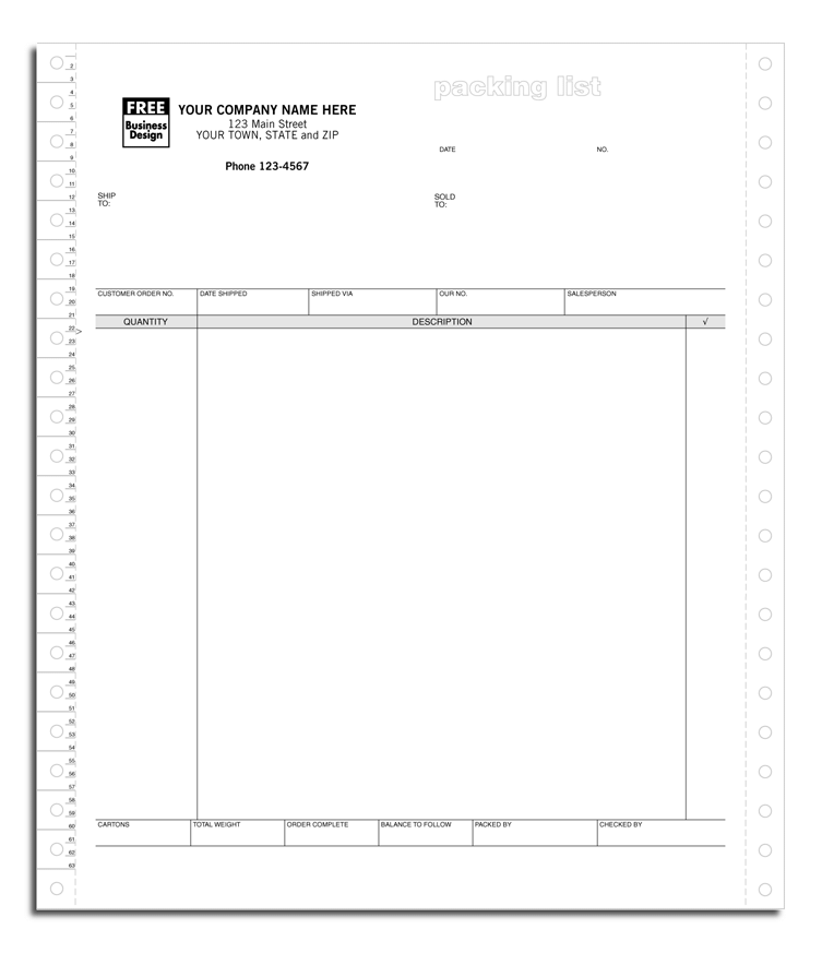Continuous Packing List