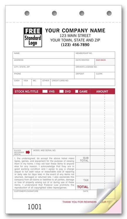 Video Rental Order Custom Order Forms