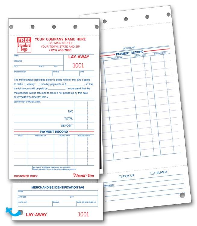 Carbon Copy Layaway Forms