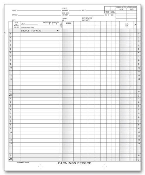 Weekly Payroll Record Ledgers