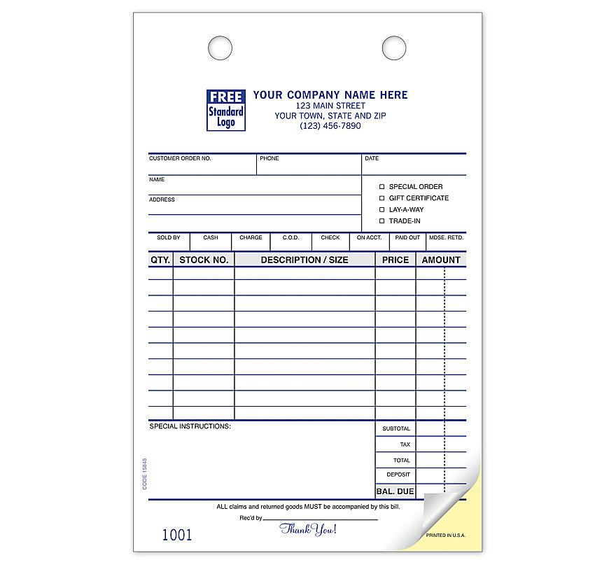 Register Forms, Retail