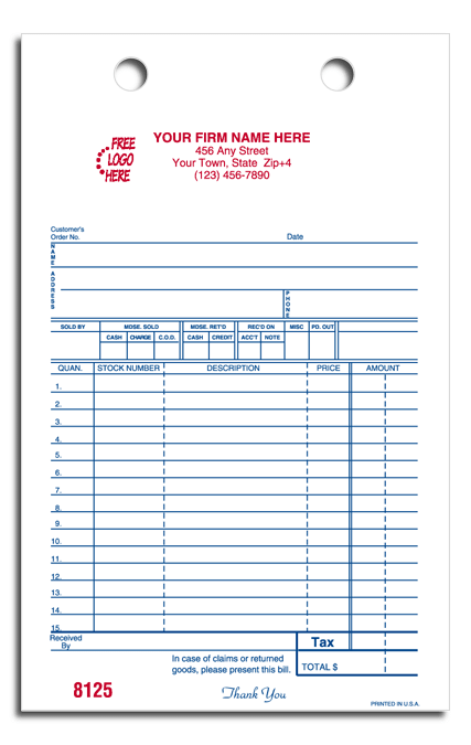 Cash Forms with Part Listings