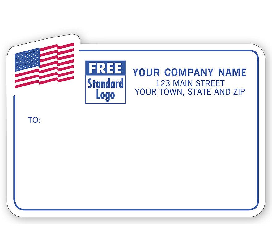 American Flag Mailing Labels, Padded, Blue Border