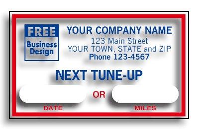 Custom Printed Windshield Next Tune Up Labels