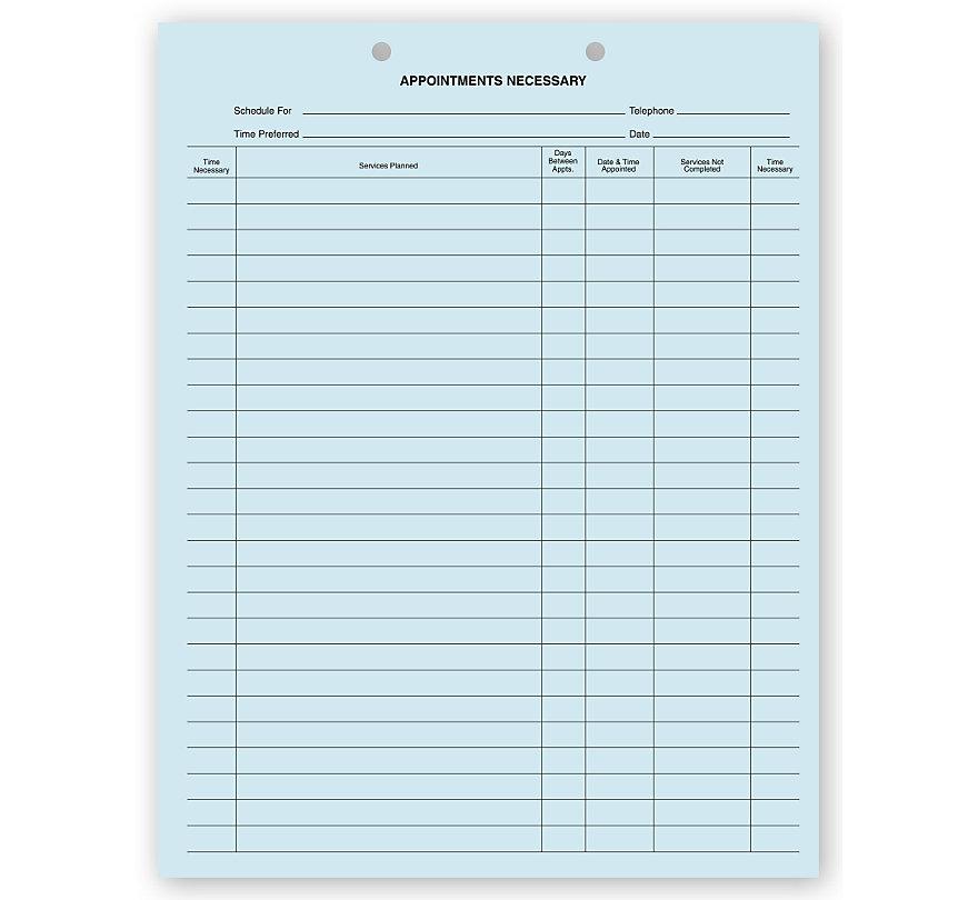 Dental Appointments Necessary Forms 2 Hole Punch Blue Bond