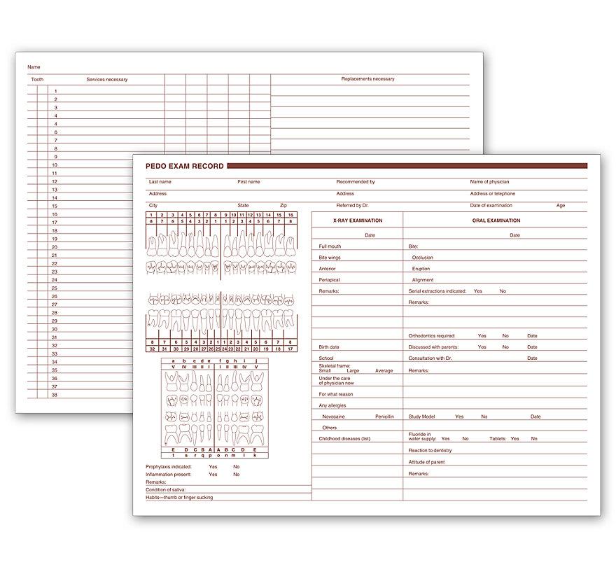 Pediatric Dental Exam Record Two Sided