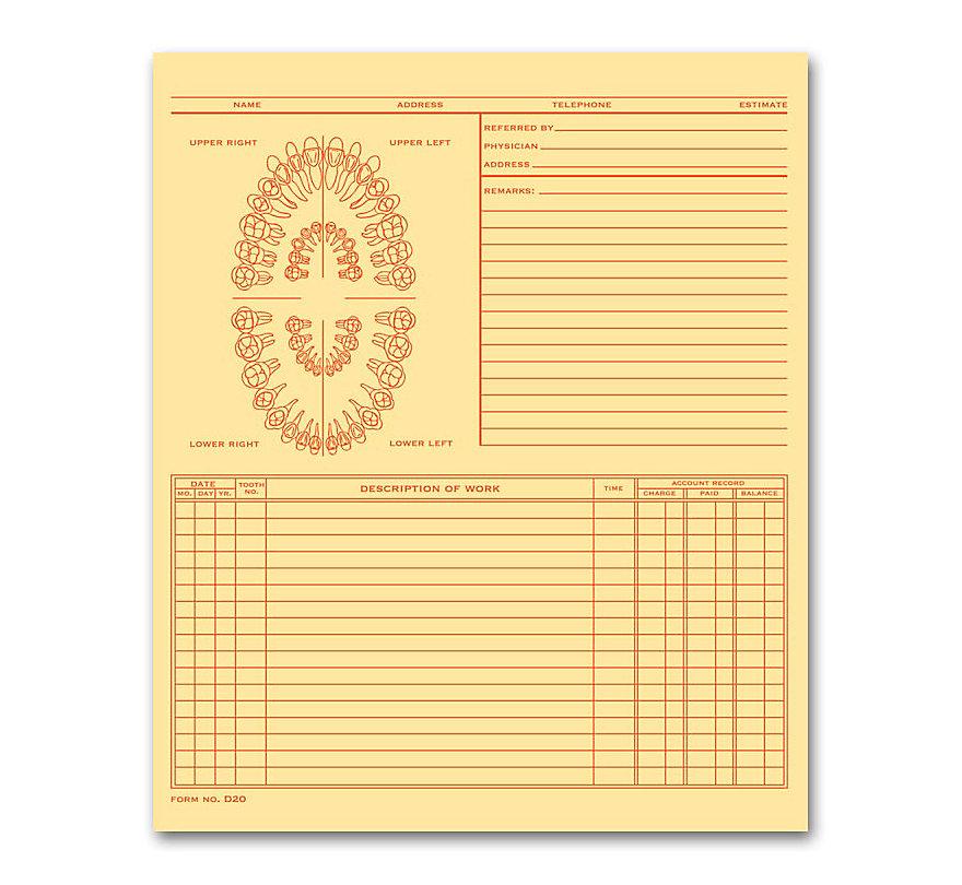 Dental Exam Record Unnumbered Teeth Folder Style Buff