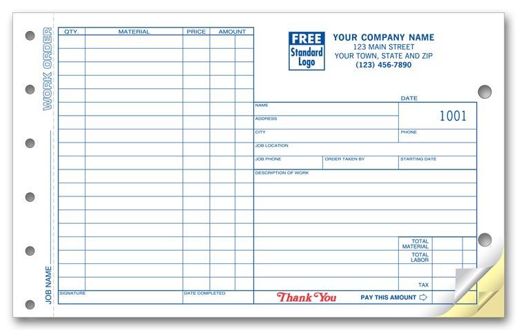 Wide Carbonless Work Orders