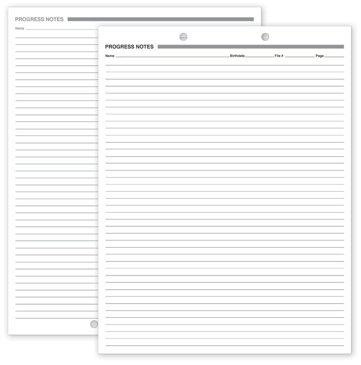 Progress Notes, Two-Hole Punch, White Ledger