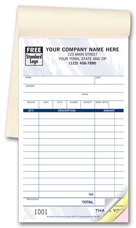 Carbonless Sales Receipts Booked